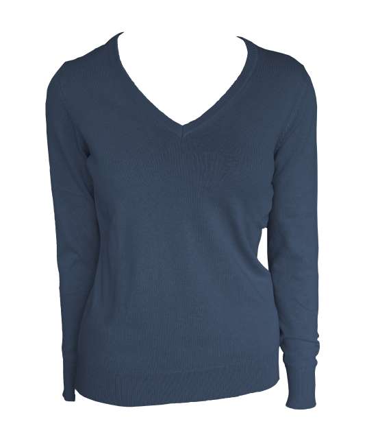 WOMEN’S V-NECK FINE GAUGE COTTON PULLOVER