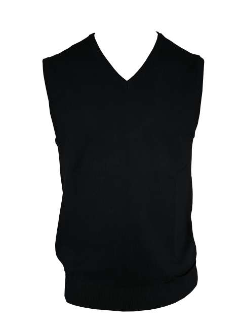 MEN’S V-NECK SLEEVELESS PULLOVER FINE GAUGE COTTON
