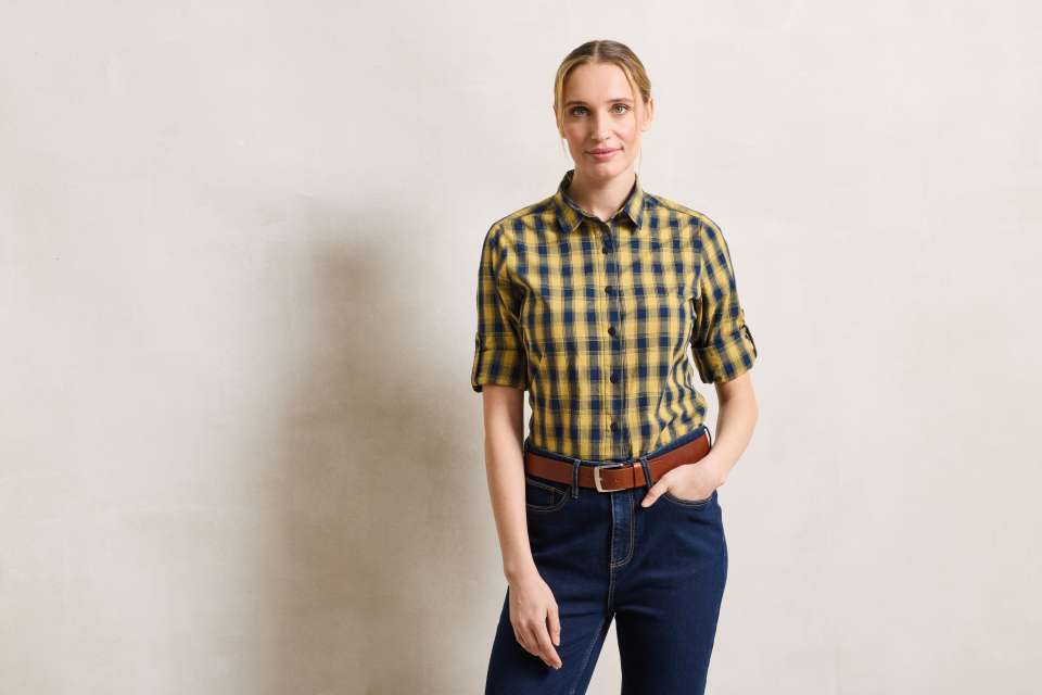 'MULLIGAN' CHECK - WOMEN'S LONG SLEEVE COTTON SHIRT